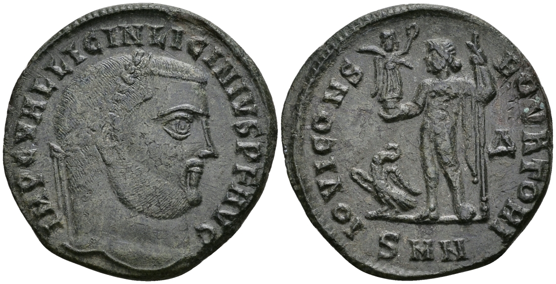 Римская Империя нуммий 313 - 317 Лициний IOVI CONSERVATORI Никомедия Extremely fine (R2) RIC 13 бронза 1073-3-1-3