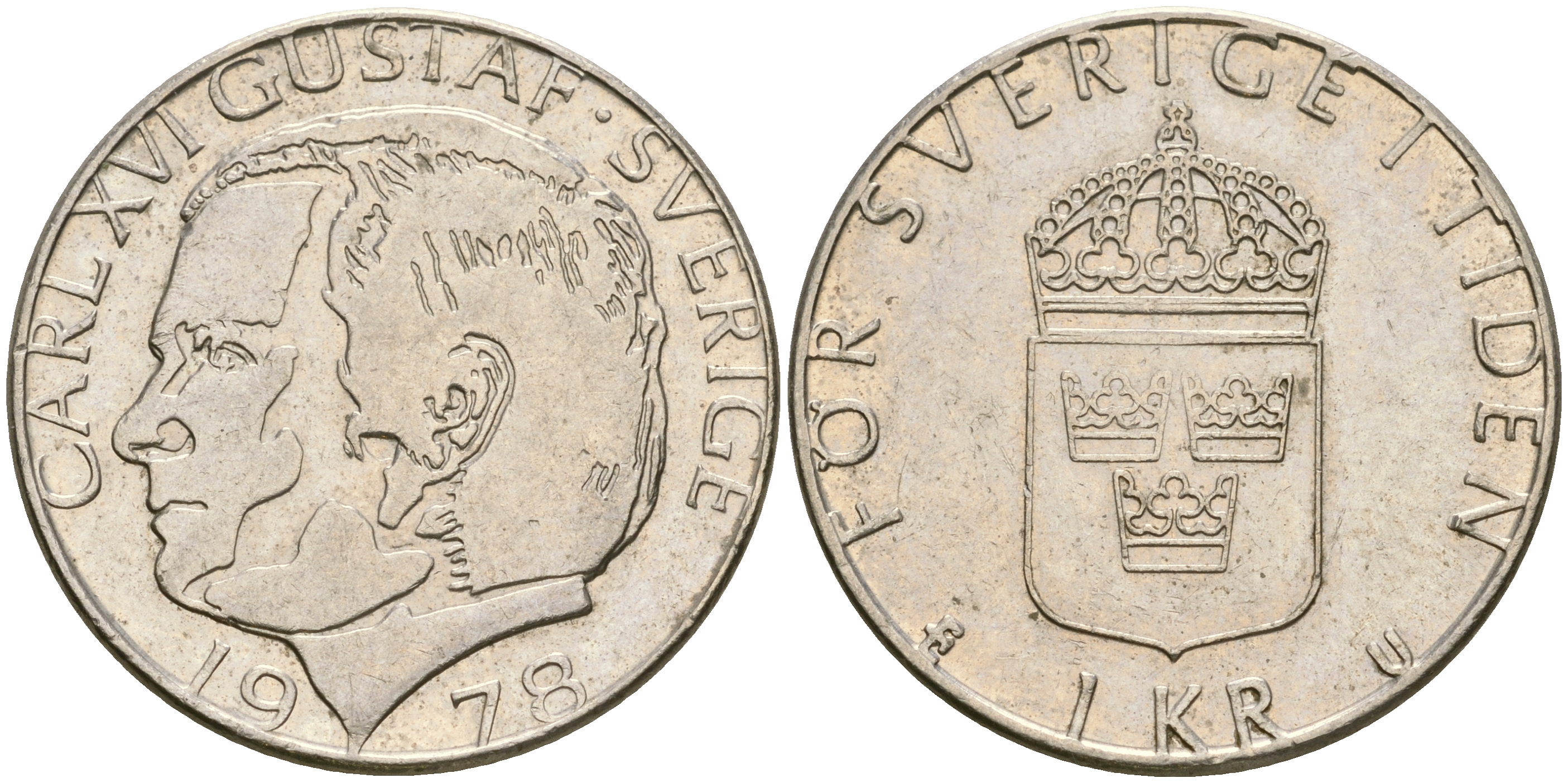 Швеция 1 крона 1978 Карл XVI Густав (1973- ) KM 852 медь плакированная медно-никелем 4364-3447