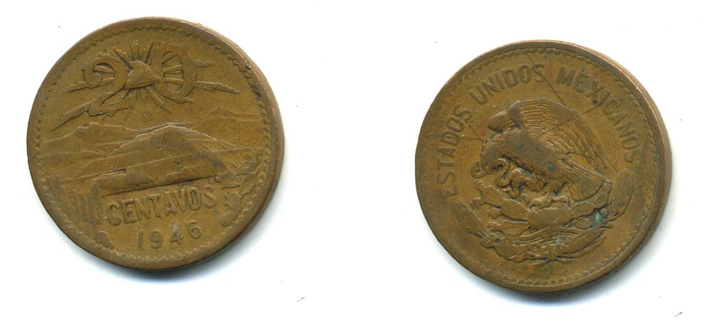 МЕКСИКА 20 СЕНТАВО 1946 KM 439 бронза 35-1127