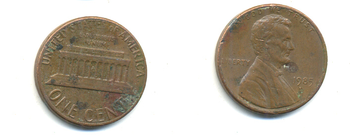 США 1 ЦЕНТ 1985 D, ЛИНКОЛЬН KM 201b цинк плакированный медью 179-413