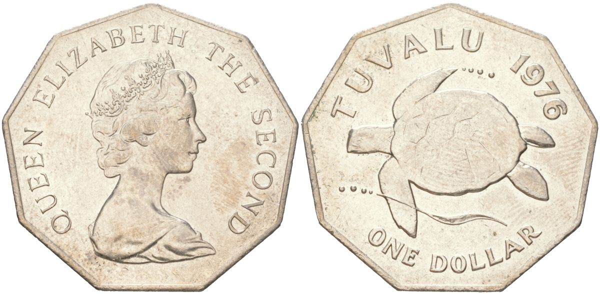 Тувалу 1 доллар 1976 KM 7 медно-никель 4165-1245