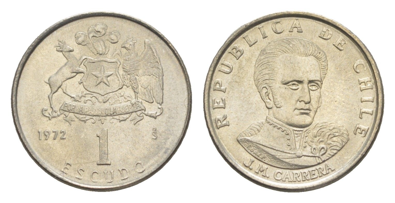 Чили 1 эскудо 1972 Хосе Мигель Каррера KM 197 медно-никель UNC 4651-532