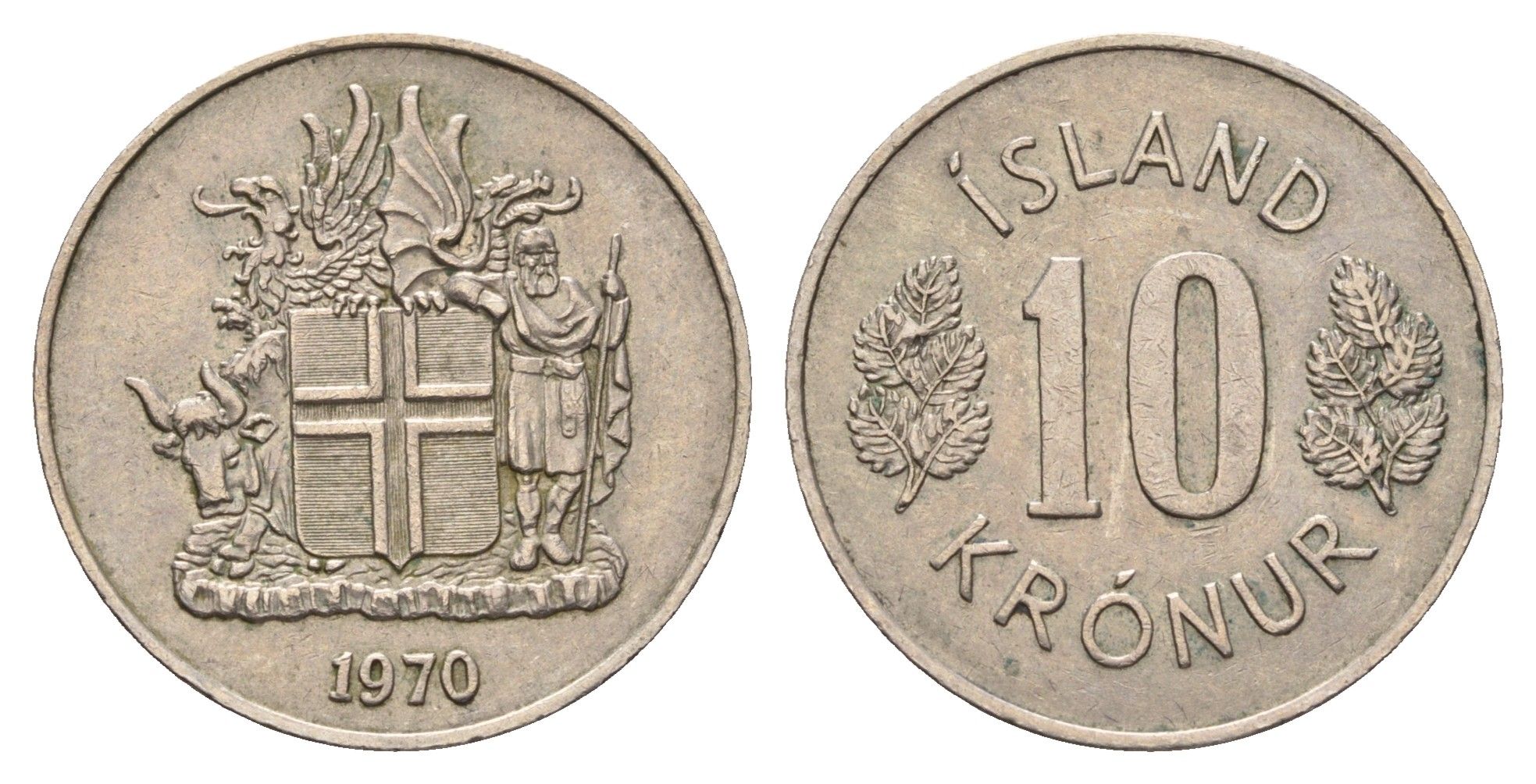 Исландия 10 крон 1970 KM 15 медно-никель 4586-622