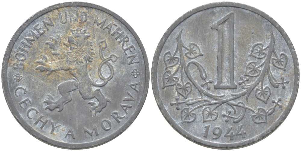 Богемия и Моравия 1 крона 1944 германский протекторат KM 4 цинк 4514-646