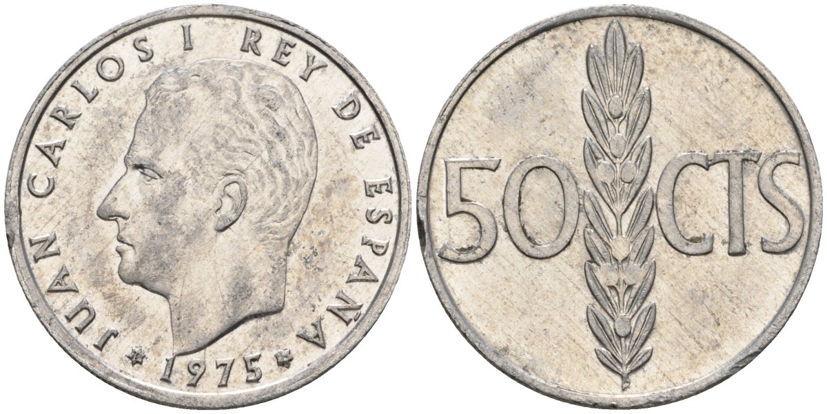 Испания 50 сентимо 1975 Хуан Карлос I (1975-2014) KM 805 алюминий 4388-834
