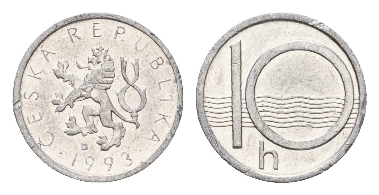 Чехия 10 геллеров 1993 KM 6 алюминий 4674-659