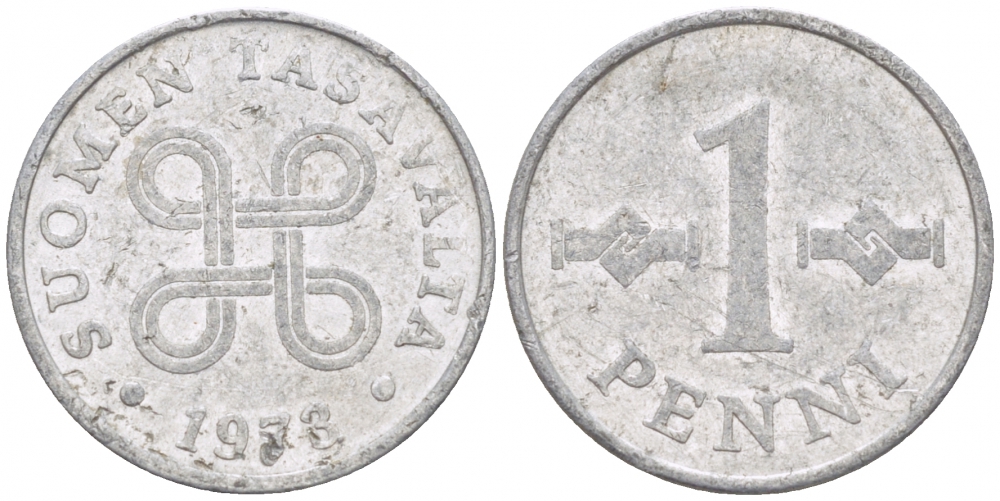 ФИНЛЯНДИЯ 1 ПЕННИ 1973 КМ 44a алюминий 3309-263
