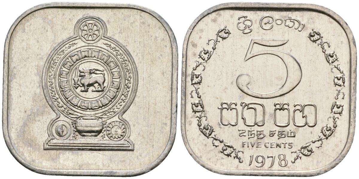 Шри-Ланка 5 центов 1978 KM 139a алюминий 4136-642