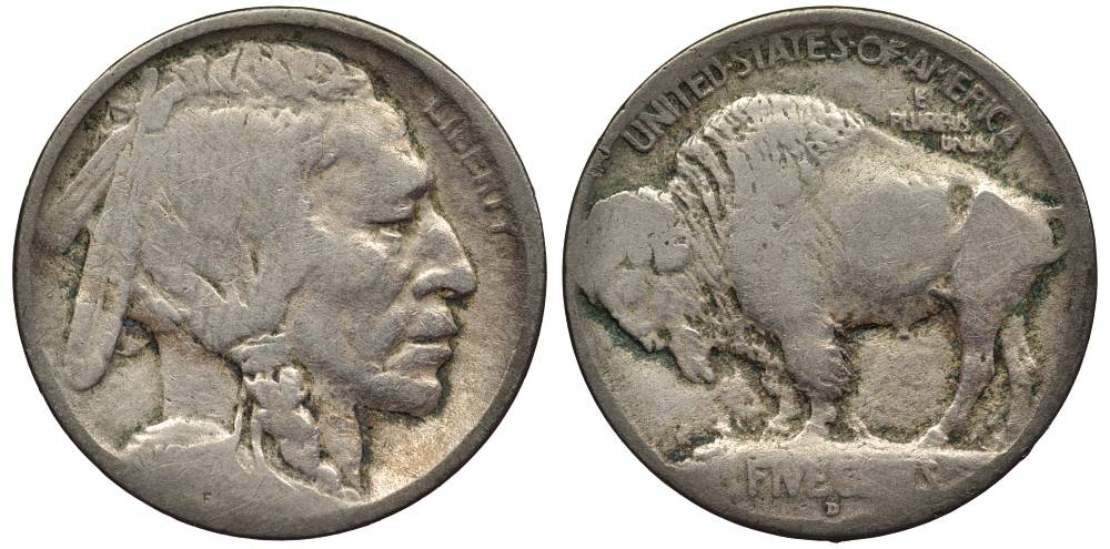 США 5 ЦЕНТОВ ND D, ИНДЕЕЦ, БИЗОН KM 134 медно-никель 27-722