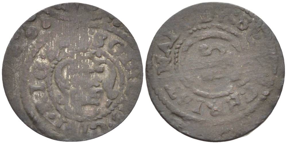 Ливония 1 солид (шелаг, шиллинг) 1645-1654 Шведская оккупация, Кристина (1632-1654), вес 0,58 гр. KM 2 серебро 1517-1043