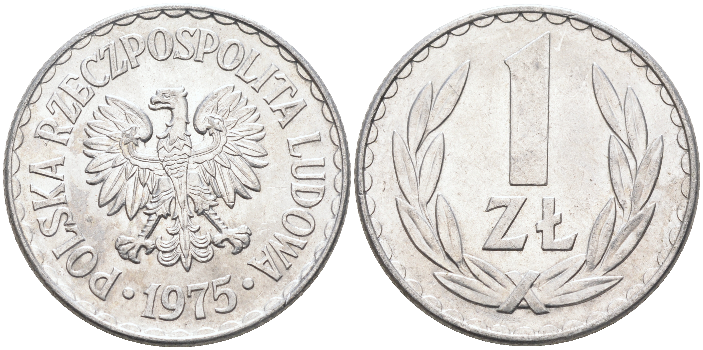 ПОЛЬША 1 ЗЛОТЫЙ 1975 КРЕМНИЦА KM 49.1 алюминий UNC 4589-415