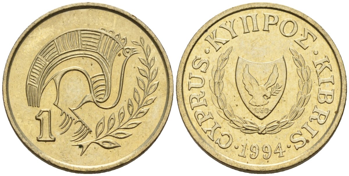 Кипр 1 цент 1994 KM 53.3 никель латунь 4174-1159