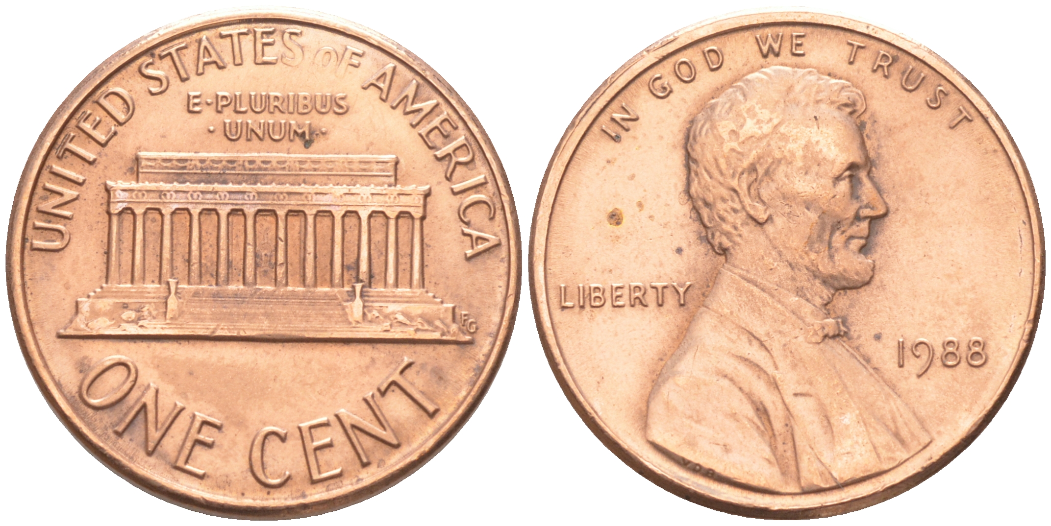 США 1 ЦЕНТ 1988 ЛИНКОЛЬН KM 201b цинк плакированный медью 188-336