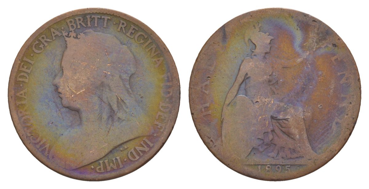 Великобритания 1/2 пенни 1895 Виктория (1837-1901) KM 789, Spink 3962 бронза 53-355