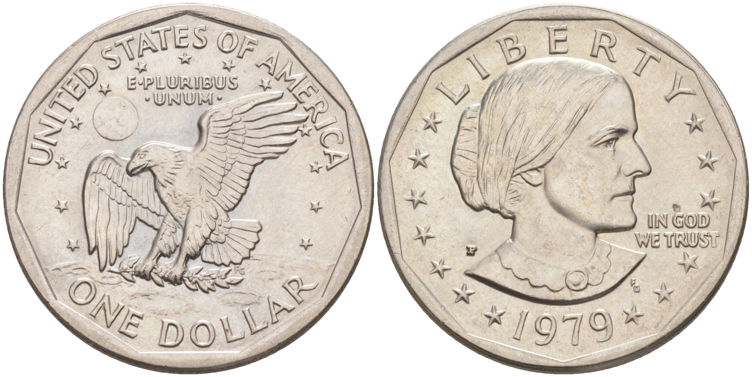 США 1 доллар 1979 Сьюзен Энтони KM 207 медь плакированная медно-никелем 4111-843