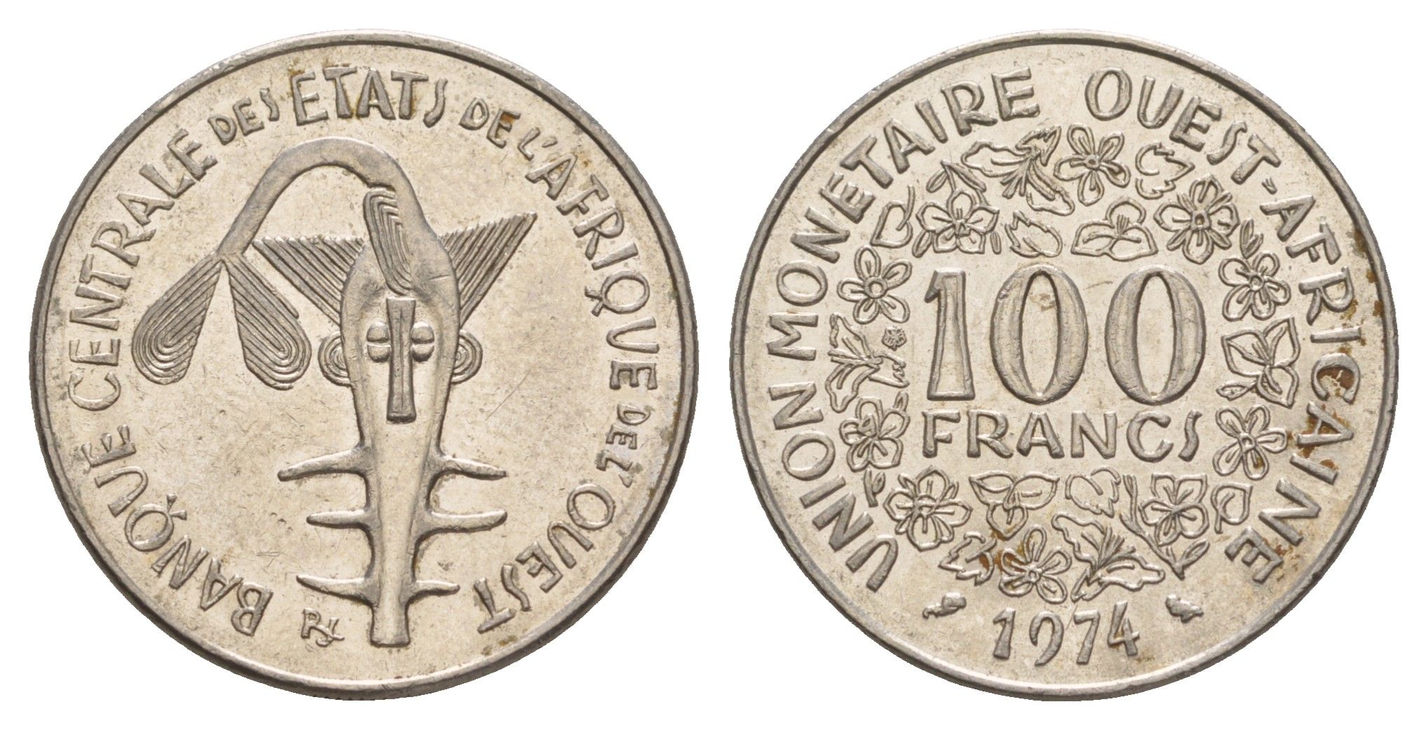 Западная Африка (BCEAO) 100 франков 1974 KM 4 никель 4656-917