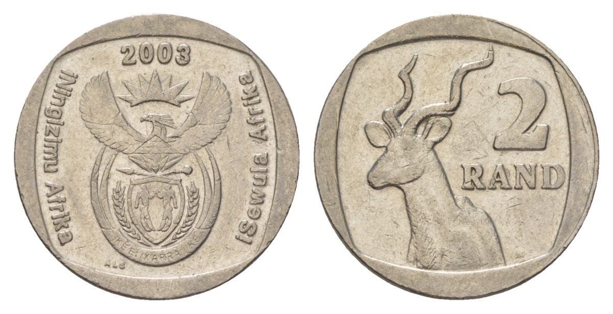 ЮАР 2 ранда 2003 KM 335 медь плакированная никелем 4626-1233