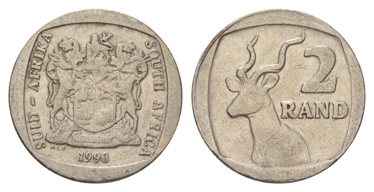 ЮАР 2 ранда 1990 KM 139 медь плакированная никелем 4626-1047