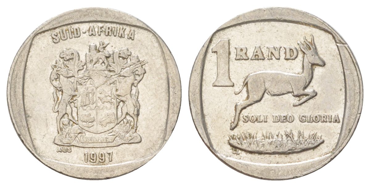 ЮАР 1 ранд 1997 KM 164 медь плакированная никелем 4627-333