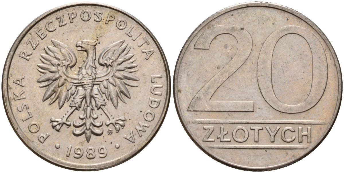 Польша 20 злотых 1989 MW Y 153.2 медно-никель 4187-734