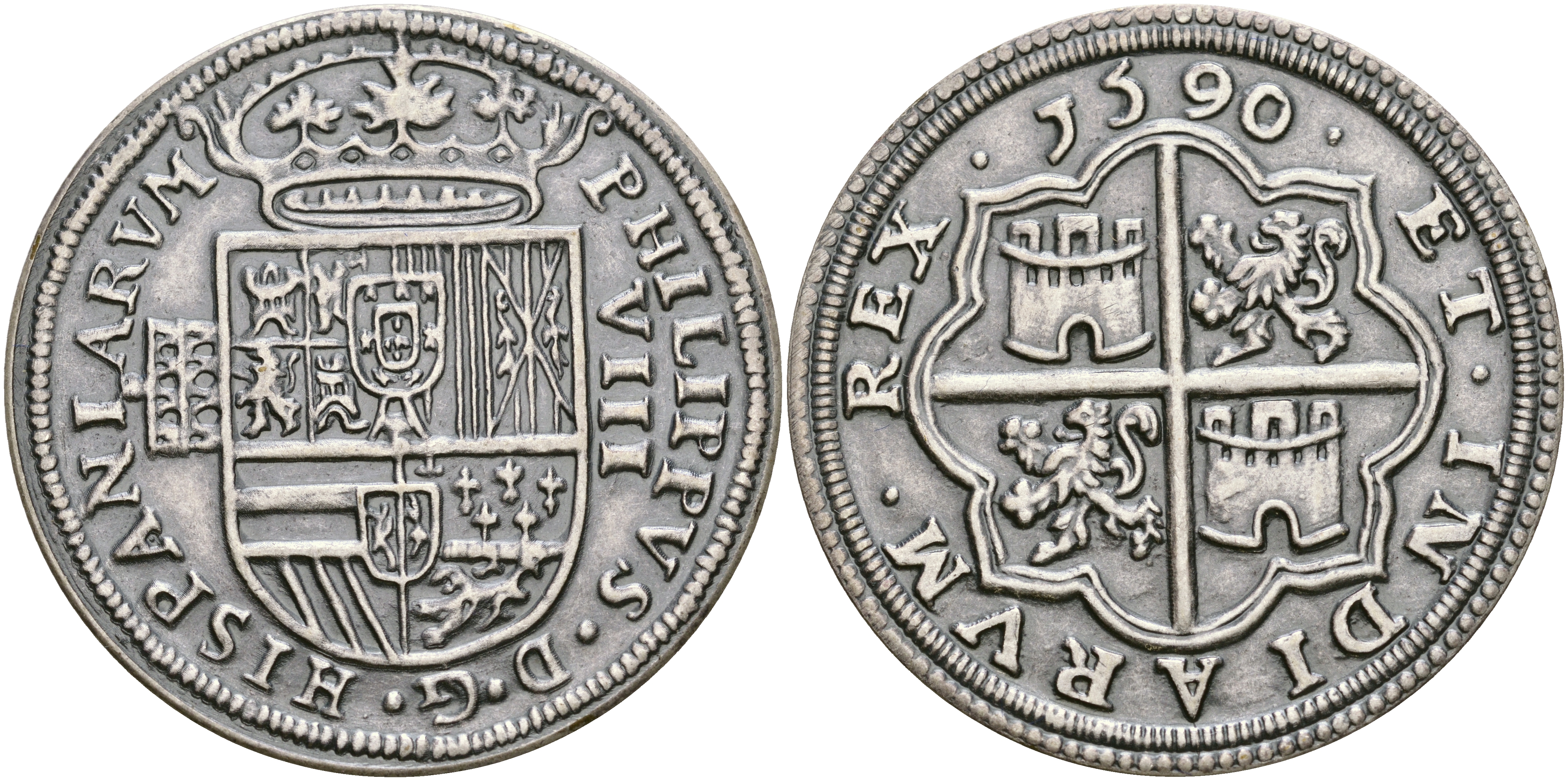 Нидерланды медаль ND испанская монета правления Филиппа VIII 1590 года, в оригинальном буклете, с сертификатом белый металл 1-4-1-09