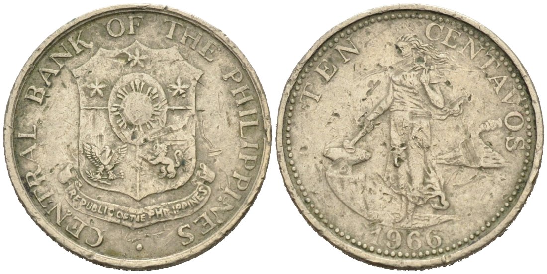Филиппины 10 сентаво 1966 KM 188 медь никель цинк 4564-657