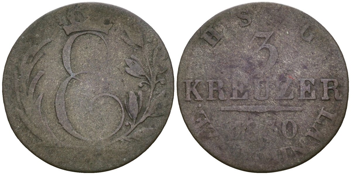 Саксен-Кобург-Гота 3 крейцера 1830 KM 19, AKS 84 серебро 46-427