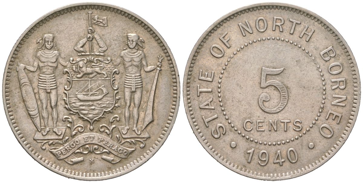 Северное Борнео 5 центов 1940 KM 5 медно-никель 34-612