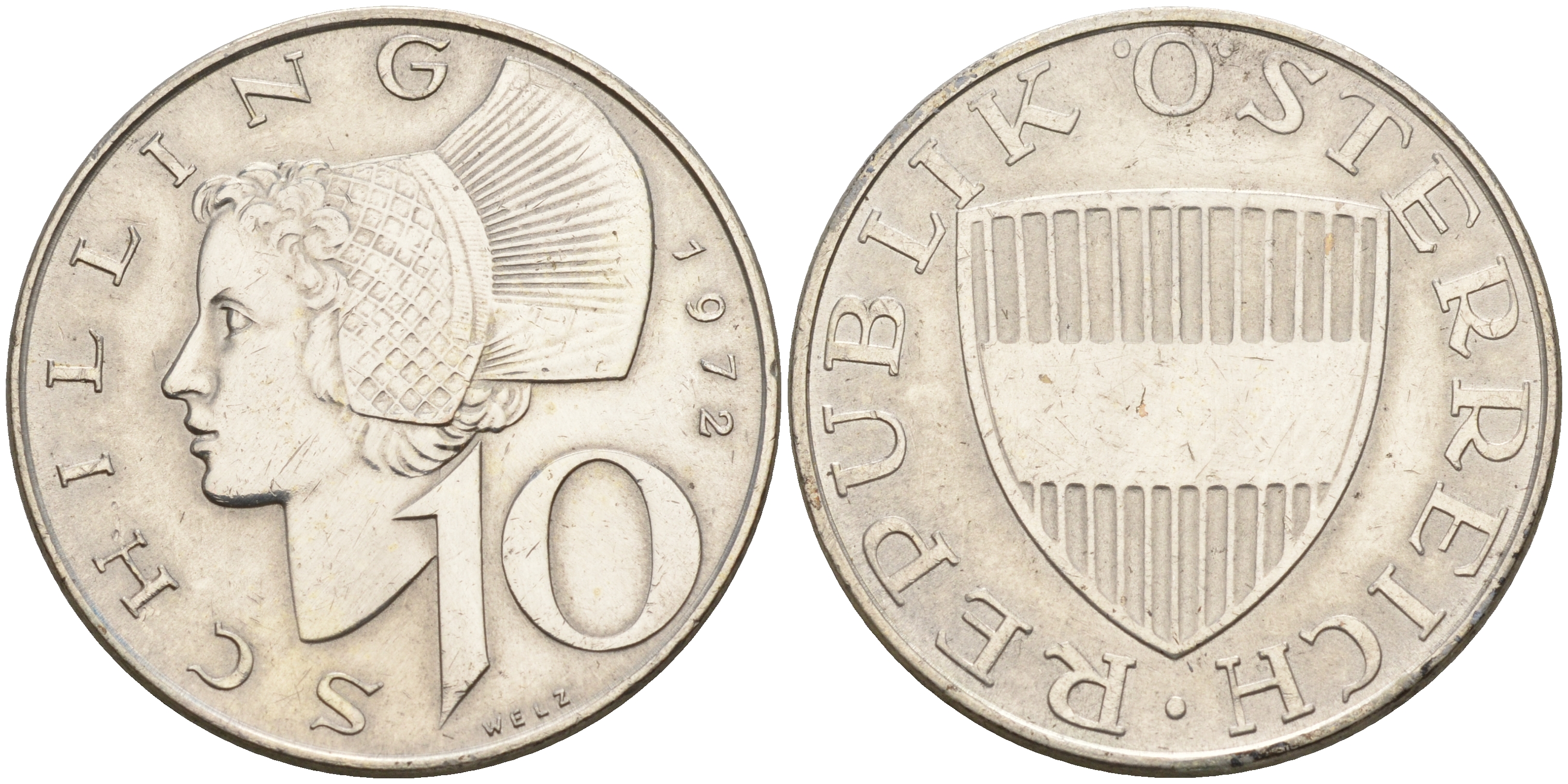 Австрия 10 шиллингов 1972  KM 2882 серебро    4153-244