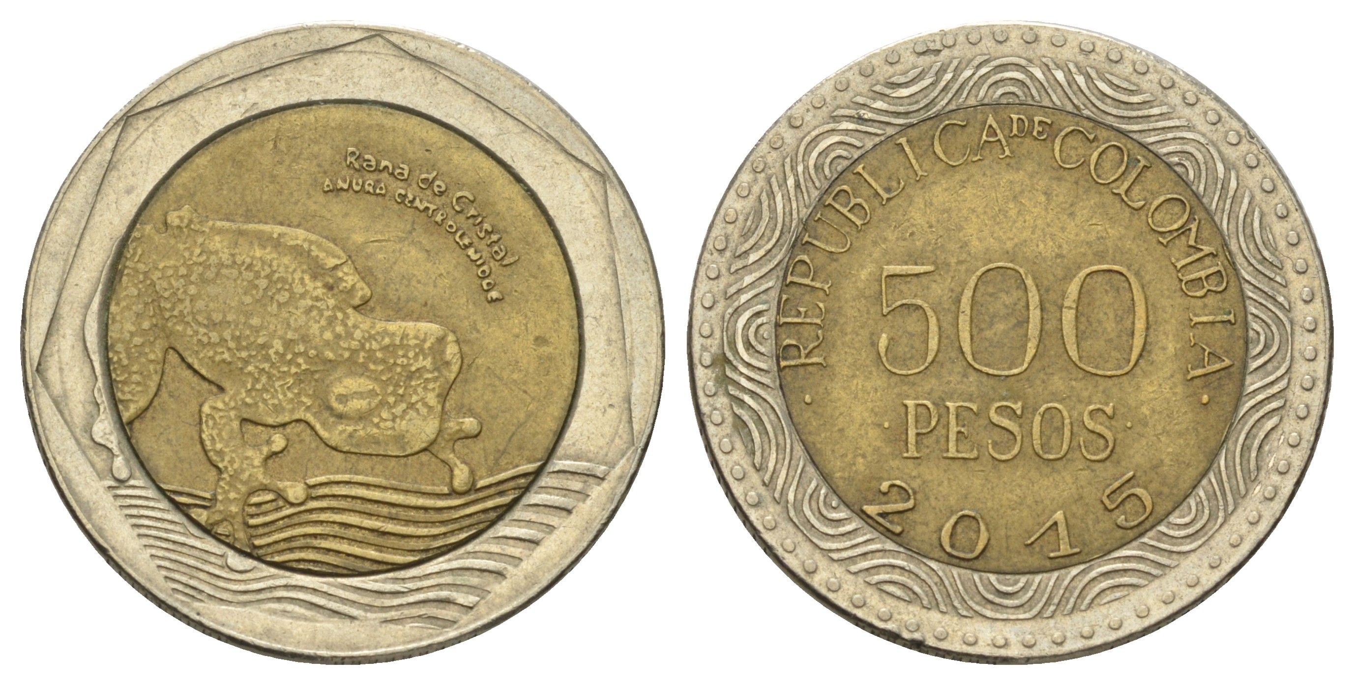 Колумбия 500 песо 2015 KM 298 биметалл 4159-226