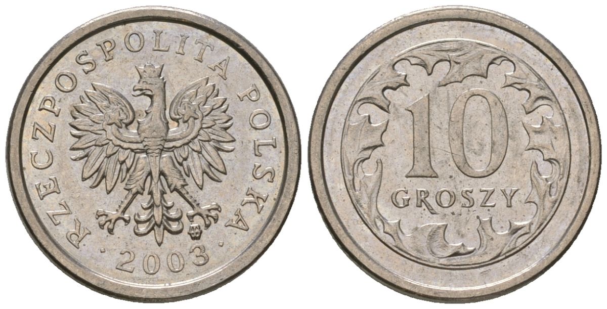 Польша 10 грошей 2003 MW Y 279 медно-никель aUNC 4617-1213