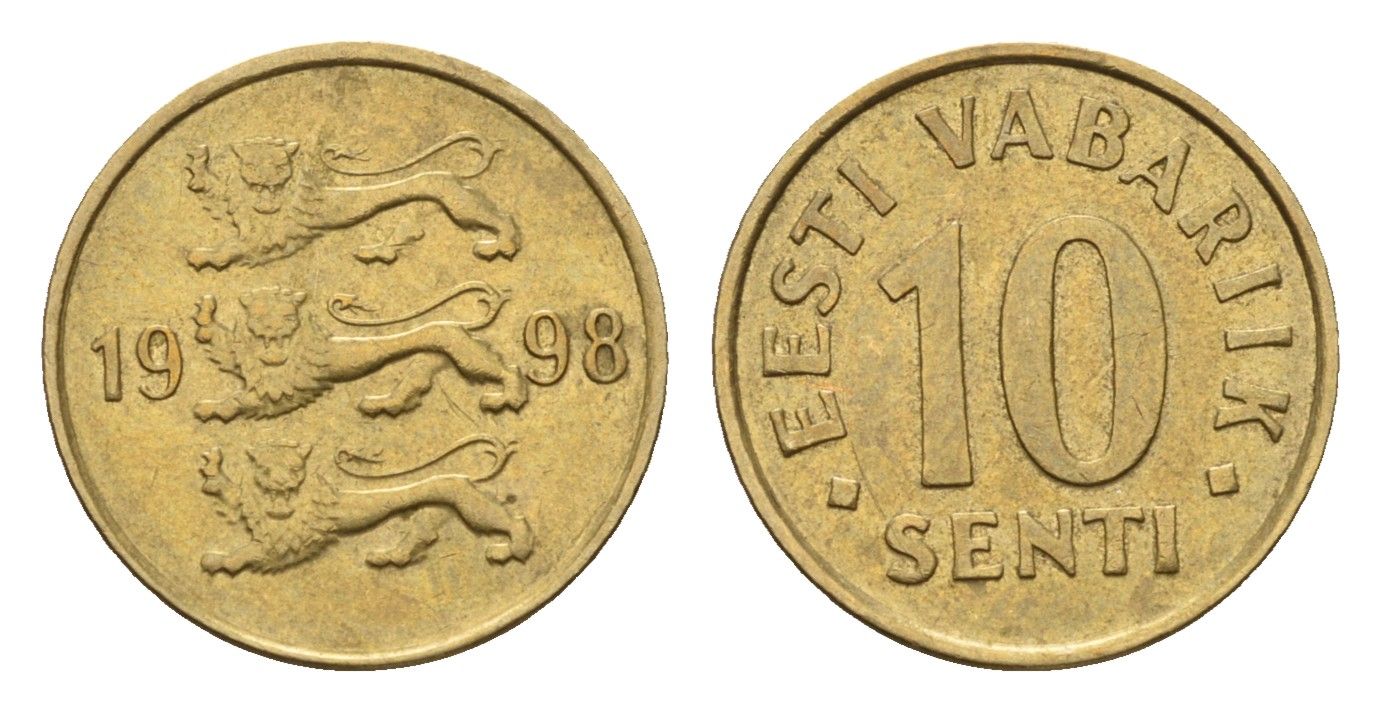 Эстония 10 сентов 1998 KM 22 латунь 4689-651