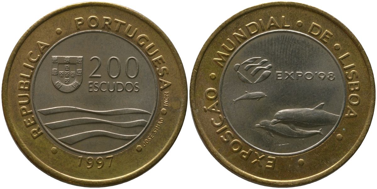 Португалия 200 эскудо 1997 INCM, Лиссабон ЭКСПО, 1998 KM 694 биметалл aUNC 4583-222