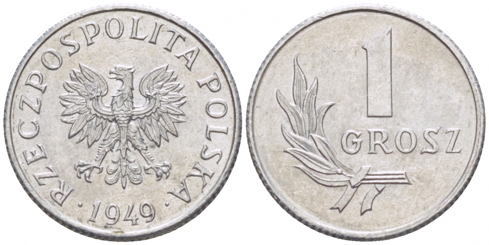 ПОЛЬША 1 ГРОШ 1949 KM 39 алюминий UNC 112-1062