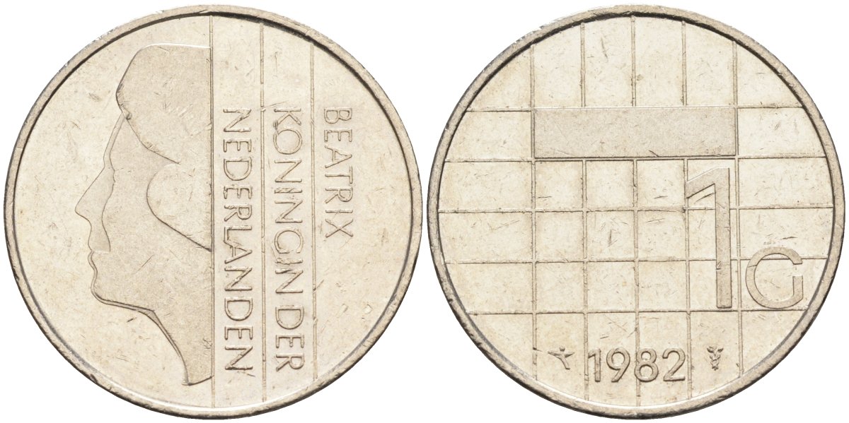 Нидерланды 1 гульден 1982 Беатрикс (1980-2013) KM 205 никель 4171-134