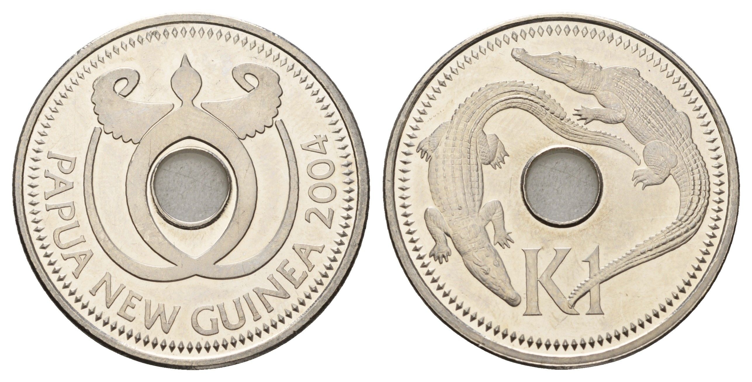 Папуа - Новая Гвинея 1 кина 2004 KM 6a сталь плакированный никелем UNC 4653-533