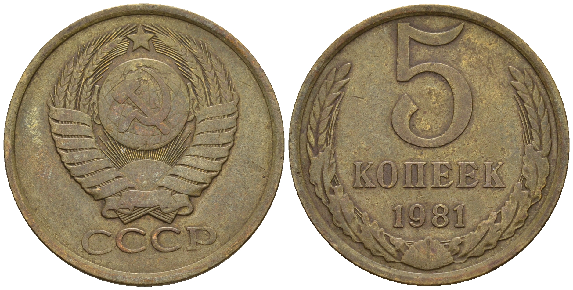 СССР 5 копеек 1981 Федорин 132, KM 129а алюминиевая бронза 259-1214