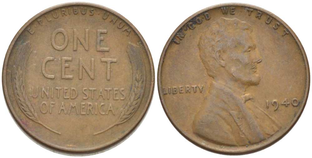 США 1 ЦЕНТ 1940 ЛИНКОЛЬН KM 132 бронза 218-365