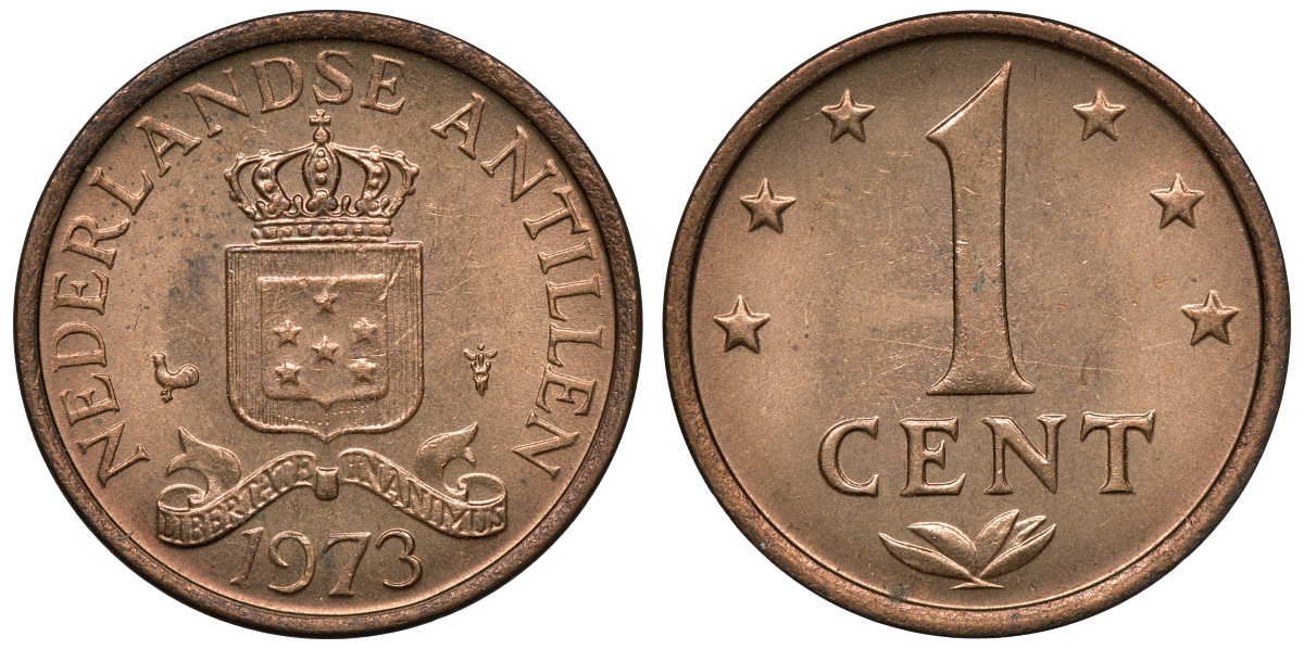 Нидерландские Антилы 1 цент 1973 Юлиана (1948-1980) KM 8 бронза UNC 4118-445