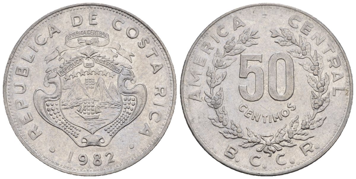 Коста-Рика 50 сентимо 1982 KM 09.1 никель сталь 4516-168