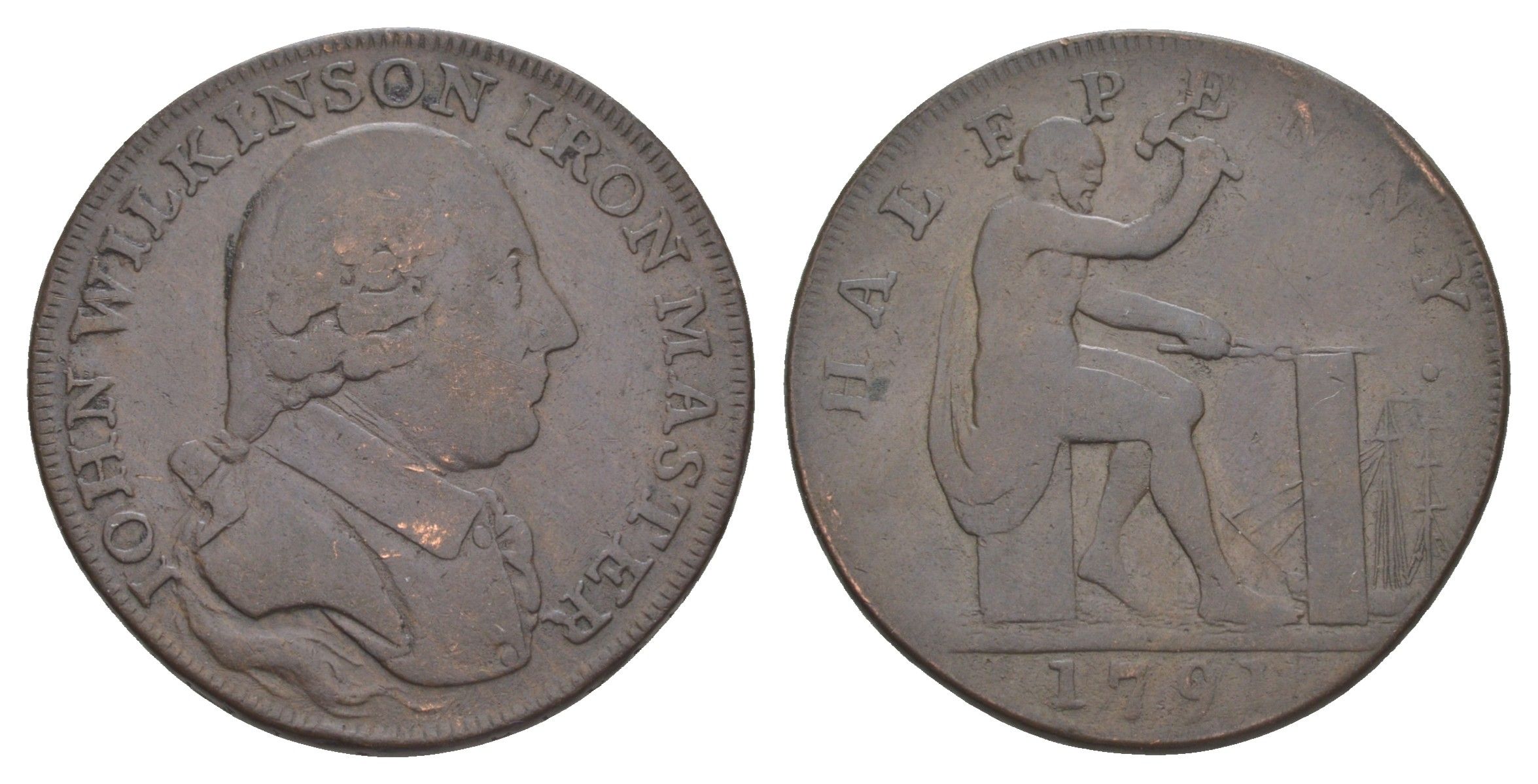 Великобритания, Уорвикшир, Кронбейн 1/2 пенни 1791 токен Dalton & Hamer 432 медь 1526-724