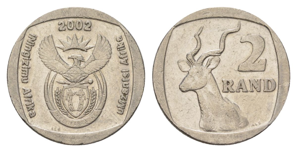 ЮАР 2 ранда 2002 KM 273 медь плакированная никелем 4626-1227