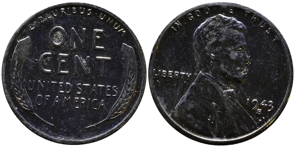США 1 цент 1943 S (Сан-Франциско), Авраам Линкольн KM 132 a сталь плакированная цинком 4392-1237