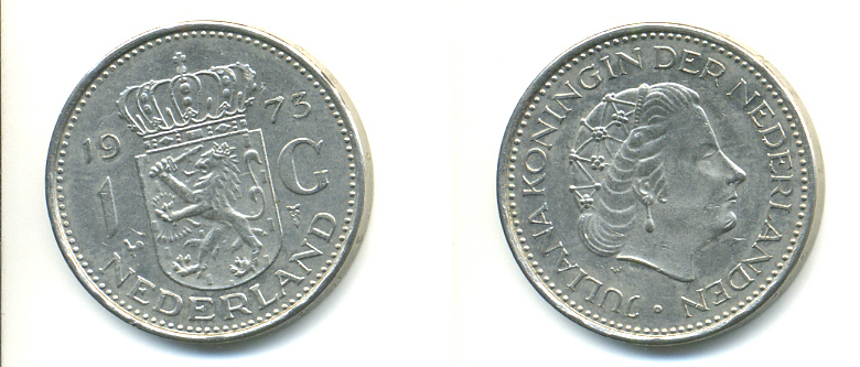 Нидерланды 1 гульден 1973 Юлиана (1948-1980) KM 184a никель 83-813