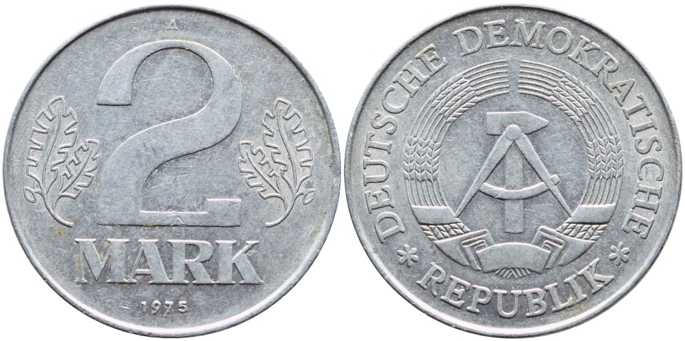 ГДР 2 марки 1975 A КМ 48 алюминий 259-952