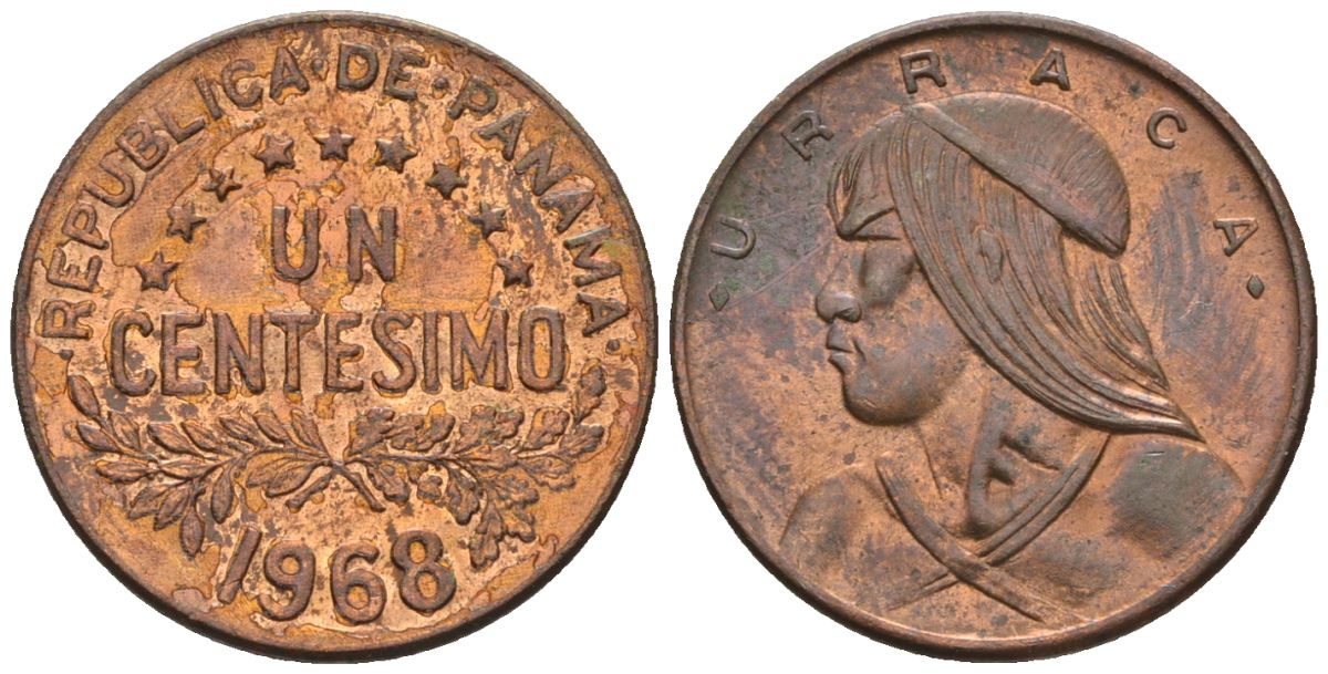 Панама 1 сентесимо 1968  KM 22 бронза  aUNC  4609-825