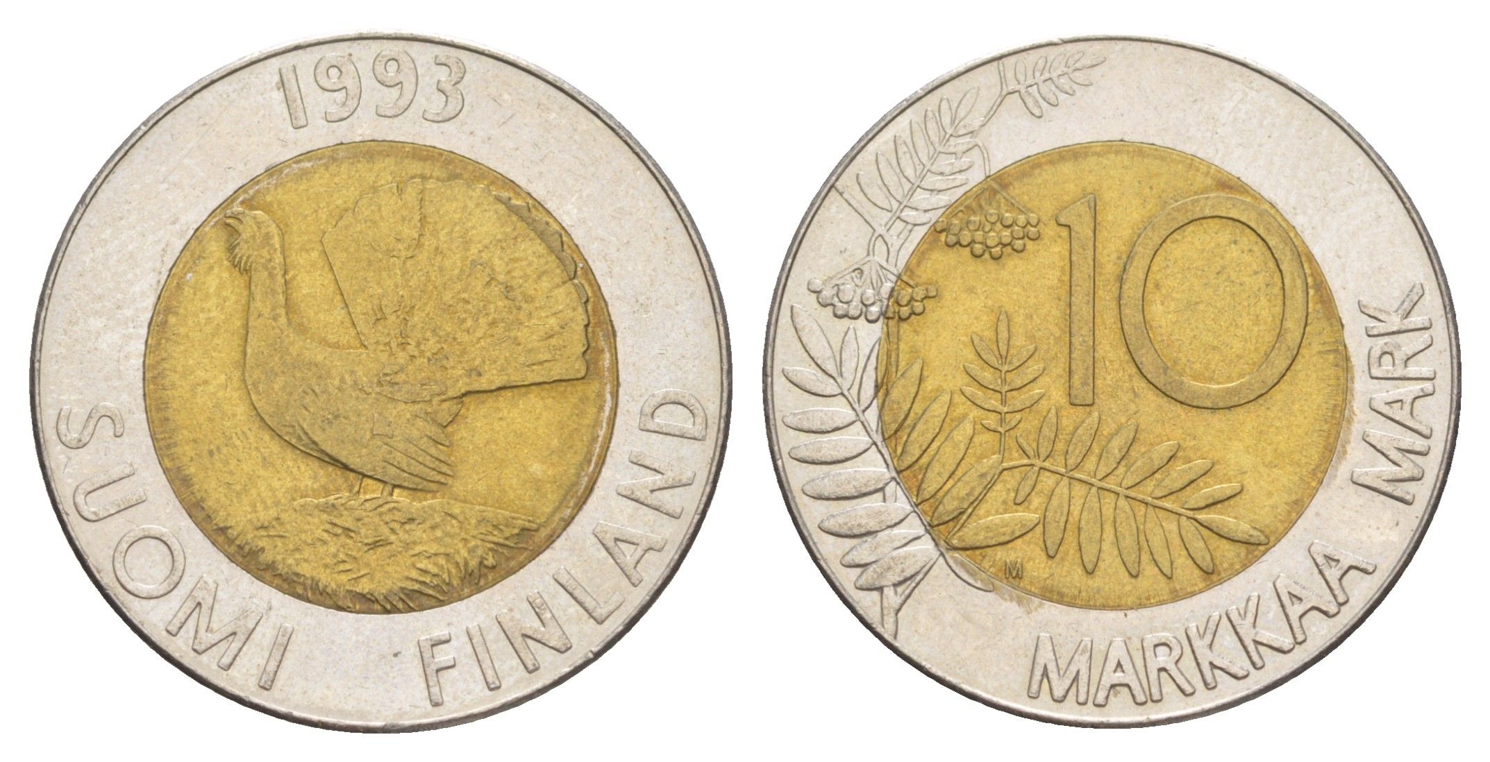 Финляндия 10 марок 1993 KM 77 биметалл 4648-636