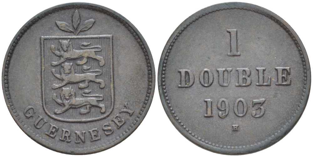 Гернси 1 дабл (дубль) 1903 KM 10 бронза 3851-1016