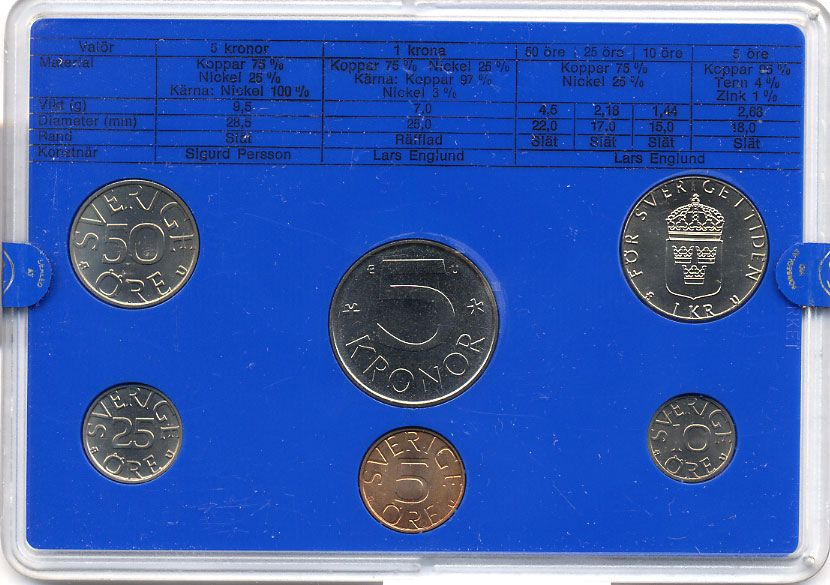 Швеция набор монетного двора из 6 монет 1981 в пластике, Карл XVI Густав (1973- ) KM MS19 UNС 7-5-7-184