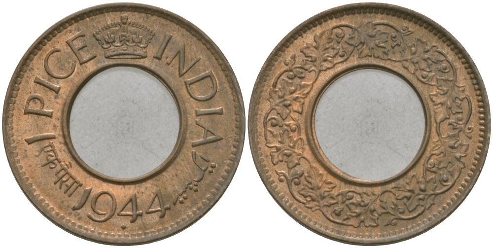 Британская Индия 1 пайс 1944 Георг VI (1936-1952) KM 533 бронза 33-1034